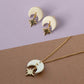 Celestial Star Gold Necklace & Stud Earrings in Pearly White Set